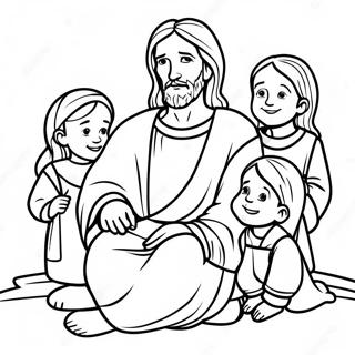 Jesus with Children Coloring Page | Catholic coloring page