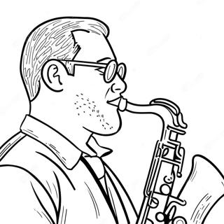 Saxophonist Playing Jazz Coloring Page | Jazz coloring page