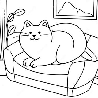 Fat Cat Relaxing on a Couch Coloring Page | Fat Cat coloring page