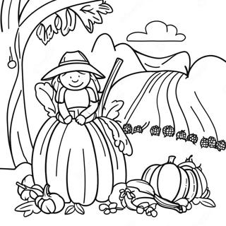 Thankful Harvest Scene Coloring Page | Thankful coloring page