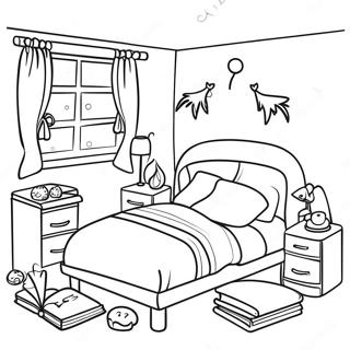 Cozy Sleepover Scene Coloring Page | Sleepover coloring page