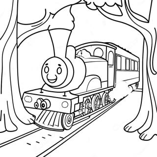 Choo Choo Charles in a Spooky Forest Coloring Page | Choo Choo Charles coloring page