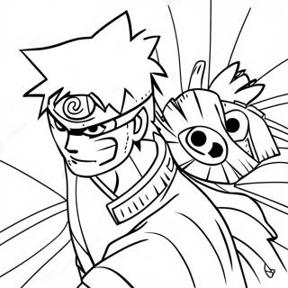 Obito in Battle with Kakashi Coloring Page | Obito coloring page