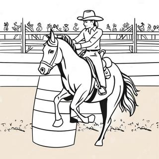 Barrel Racing Horse and Rider Coloring Page | Barrel Racing coloring page