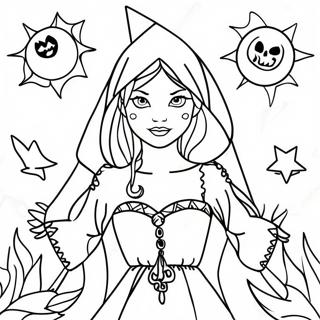 Gothic Witchcraft Coloring Page | Gothic Witchcraft coloring page
