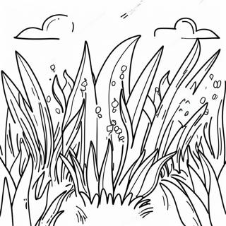 Lush Green Grass Coloring Page | Grass coloring page