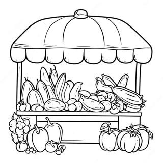 Colorful Farmers Market Stall Coloring Page | Farmers Market coloring page