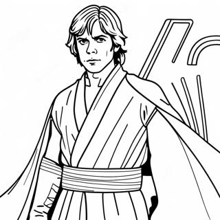 Luke Skywalker in Jedi Robes Coloring Page | Luke Skywalker coloring page