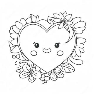 Cute Heart Mom with Flowers Coloring Page | Heart Mom coloring page