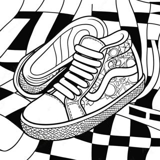 Vans Checkerboard Pattern Shoes Coloring Page | Vans Shoes coloring page