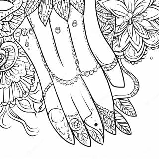 Sparkling Nail Art Coloring Page | Nails coloring page