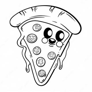 Söt pizzabit målarbild | Skräpmat Kawaii Mat målarbild