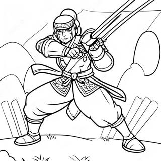 Mitsuri in Battle Pose Coloring Page | Mitsuri coloring page