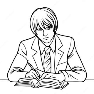 Light Yagami with Notebook Coloring Page | Death Note coloring page