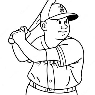 Boston Red Sox Player Hitting Coloring Page | Red Sox coloring page