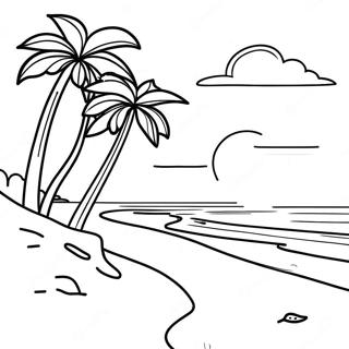 California Beach Sunset Coloring Page | California coloring page
