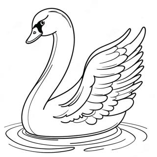 Elegant Swan Gliding on Water Coloring Page | Swan coloring page