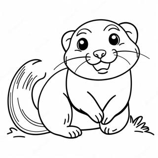 Cute Ferret Playing with Ball Coloring Page | Ferret coloring page