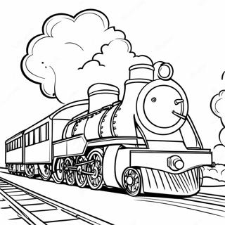 Colorful Steam Train Coloring Page | Steam coloring page