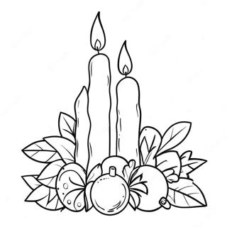 Festive Candle Decoration Coloring Page | Candle coloring page