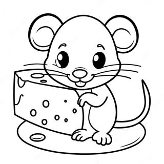 Funny Rat with Cheese Coloring Page | Rat coloring page