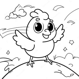 Funny Chicken Little in the Sky Coloring Page | Chicken Little coloring page