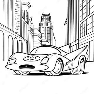 Batmobile Speeding Through Gotham Coloring Page | Batmobile coloring page