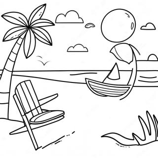 Summer Beach Scene Coloring Page | Summer for Adults coloring page