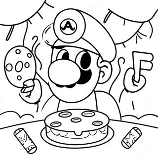 Mario Birthday Party Coloring Page | Mario Birthday coloring page