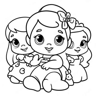 Page à colorier de princesses Disney bébés adorables | Page de coloriage Bébé Mignon Disney