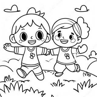 Happy Children Playing Together Coloring Page | Children's Mental Health coloring page