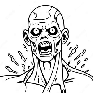 Gory Zombie Blood Splatter Coloring Page | Blood-Themed coloring page