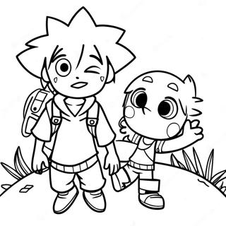 Sora and Riku Adventuring Coloring Page | Kingdom Hearts coloring page
