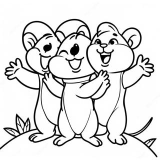 Chipmunks Singing Together Coloring Page | Alvin and the Chipmunks coloring page