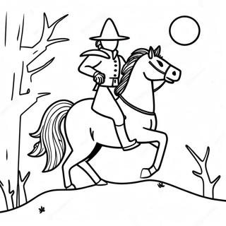 Headless Horseman in the Moonlight Coloring Page | Headless Horseman coloring page