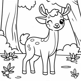 Cute Baby Deer in the Forest Coloring Page | Forest Animals coloring page