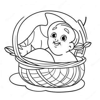 Baby Moses in the Basket Coloring Page | Baby Moses coloring page