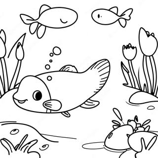 Catfish Swimming in a River Coloring Page | Catfish coloring page