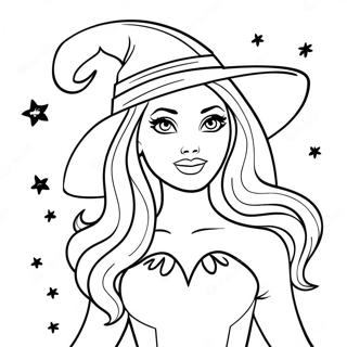 Spooky Barbie Witch Coloring Page | Barbie Halloween coloring page