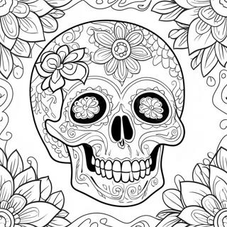 Pagina da Colorare del Teschio Intricato con le Rose | pagina da colorare Teschi e Rose d'Amore