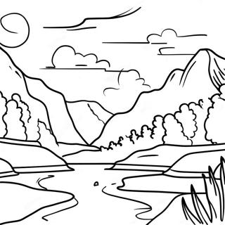 National Park Scenic Landscape Coloring Page | National Park coloring page