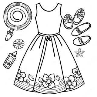 Colorful Summer Dress Coloring Page | Clothing coloring page