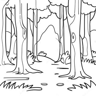 Serene Forest Landscape Coloring Page | Realistic Landscape coloring page