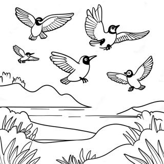Migration Birds Flying Coloring Page | Migration coloring page