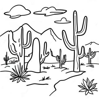 Arizona Desert Landscape Coloring Page | Arizona coloring page