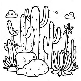 Colorful Arizona Cactus Garden Coloring Page | Arizona coloring page
