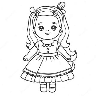 Cute Doll with Dress Coloring Page | Doll coloring page