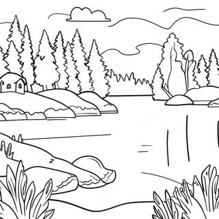 Beautiful Michigan Lake Scene Coloring Page | Michigan coloring page