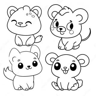 Sticker Coloring Page with Cute Animals | Sticker coloring page
