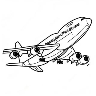 A380 Airplane in Flight Coloring Page | A380 Airplane coloring page